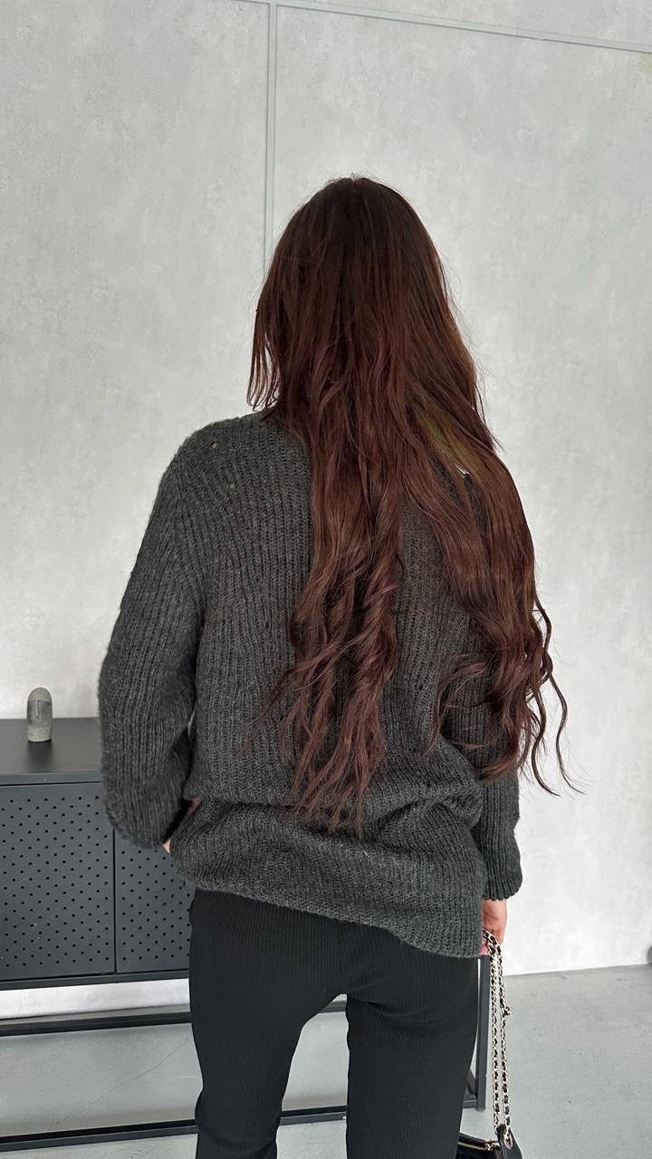 женский свитер оверсайз с v-образным вырезом happyfox,женский свитер оверсайз с v-образным вырезом,комплект кардиган,кардиган,кардиган женский