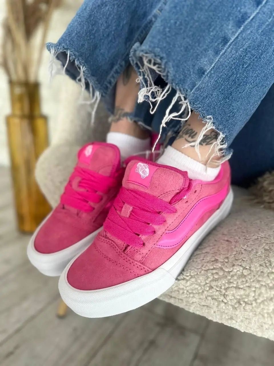 ,кеды knu skool "pink" вансы vans,кроссовки vans,кеды knu school дутые розовые vans,женские кроссовки