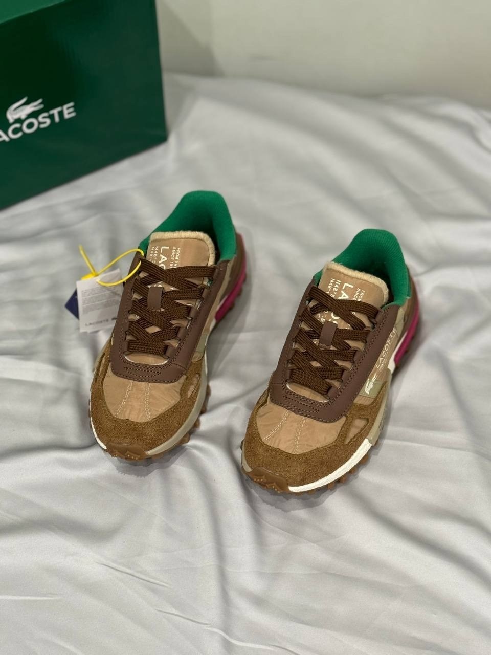 lacoste low-top casual shoes women's light brown green,кроссовки lacoste,кроссовки elite active lacoste,кроссовки женские lacoste elite active коричневый,