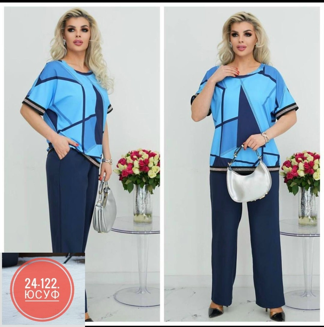 летний костюм брючный двойка,костюм женский,двойка костюм с брюками,костюм женский 50-52р, трикотаж,костюм двойка женская