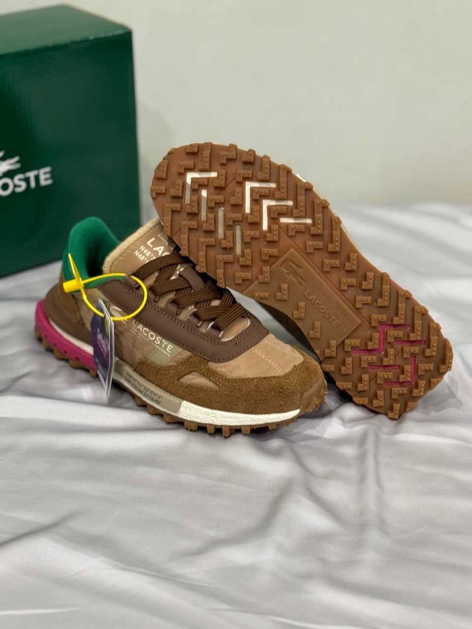 lacoste low-top casual shoes women's light brown green,кроссовки lacoste,кроссовки elite active lacoste,кроссовки женские lacoste elite active коричневый,