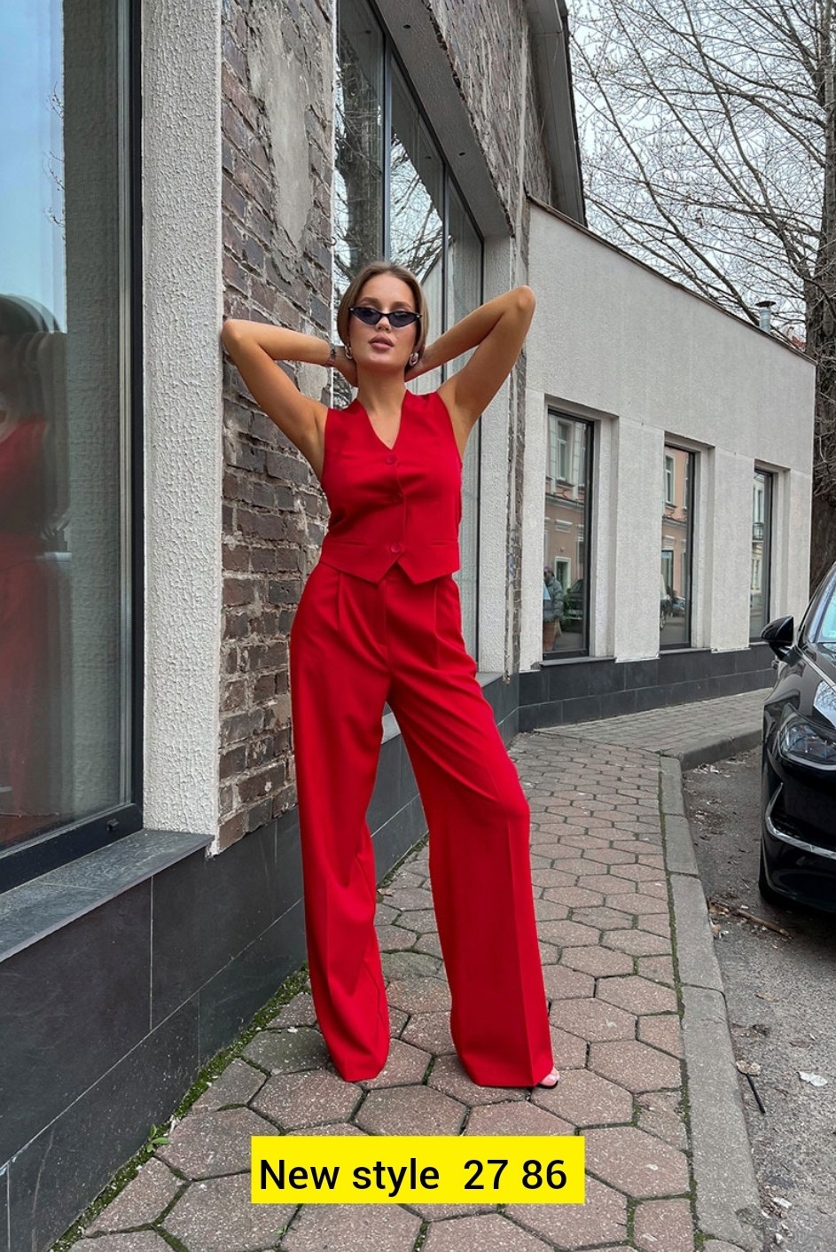костюм брючный 1993 красный dilanavip,брючный костюм dilana vip 1993 красный,костюм летний женский с брюками и жилеткой bezko,брючный костюм,красный брючный костюм