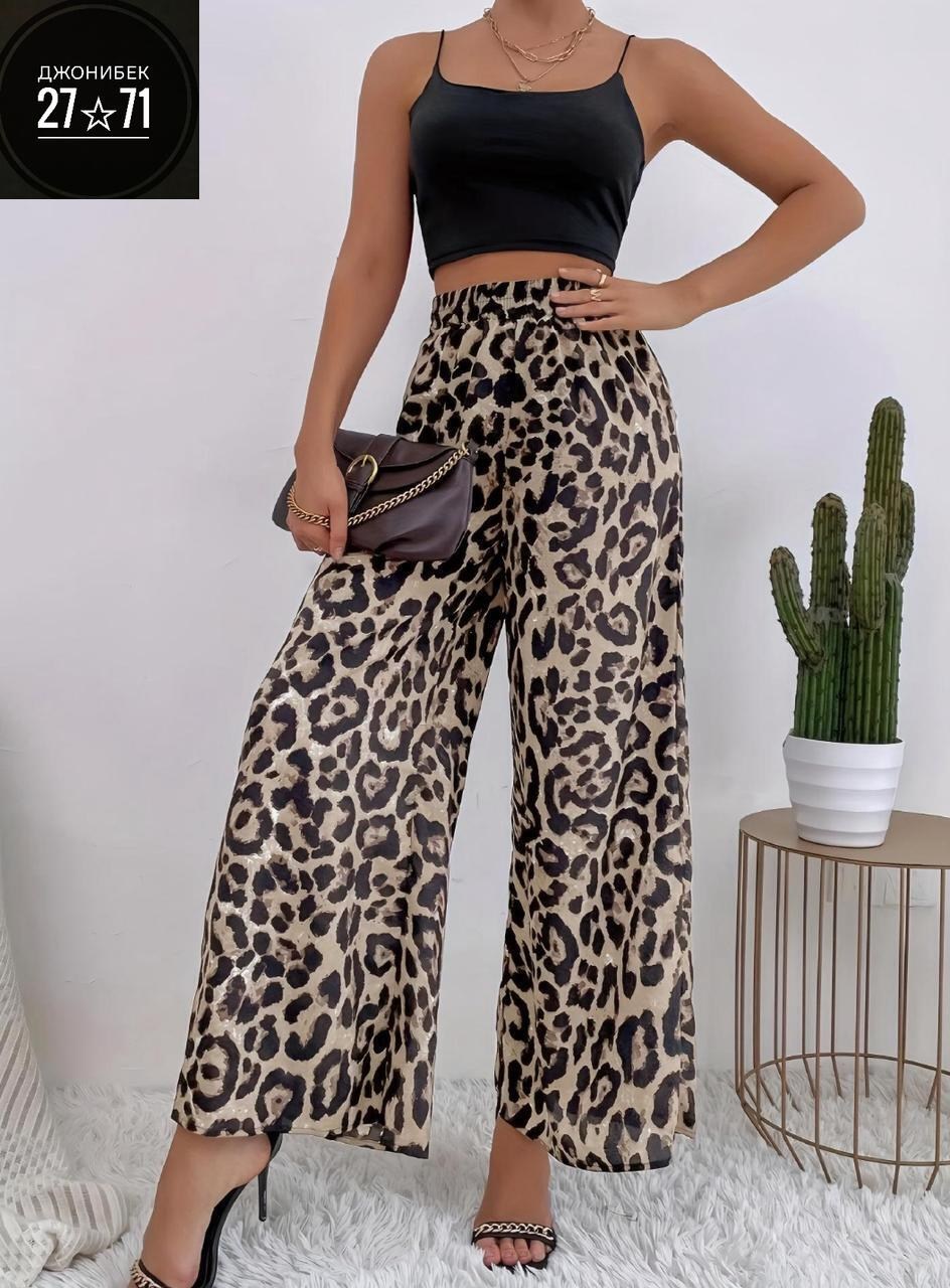 брюки с широкими штанинами с леопардовым принтом,женские широкие брюки клеш леопардовые,брюки с широкими штанинами с леопардовым принтом shein,shein vcay брюки с широкими штанинами с леопардовым принт