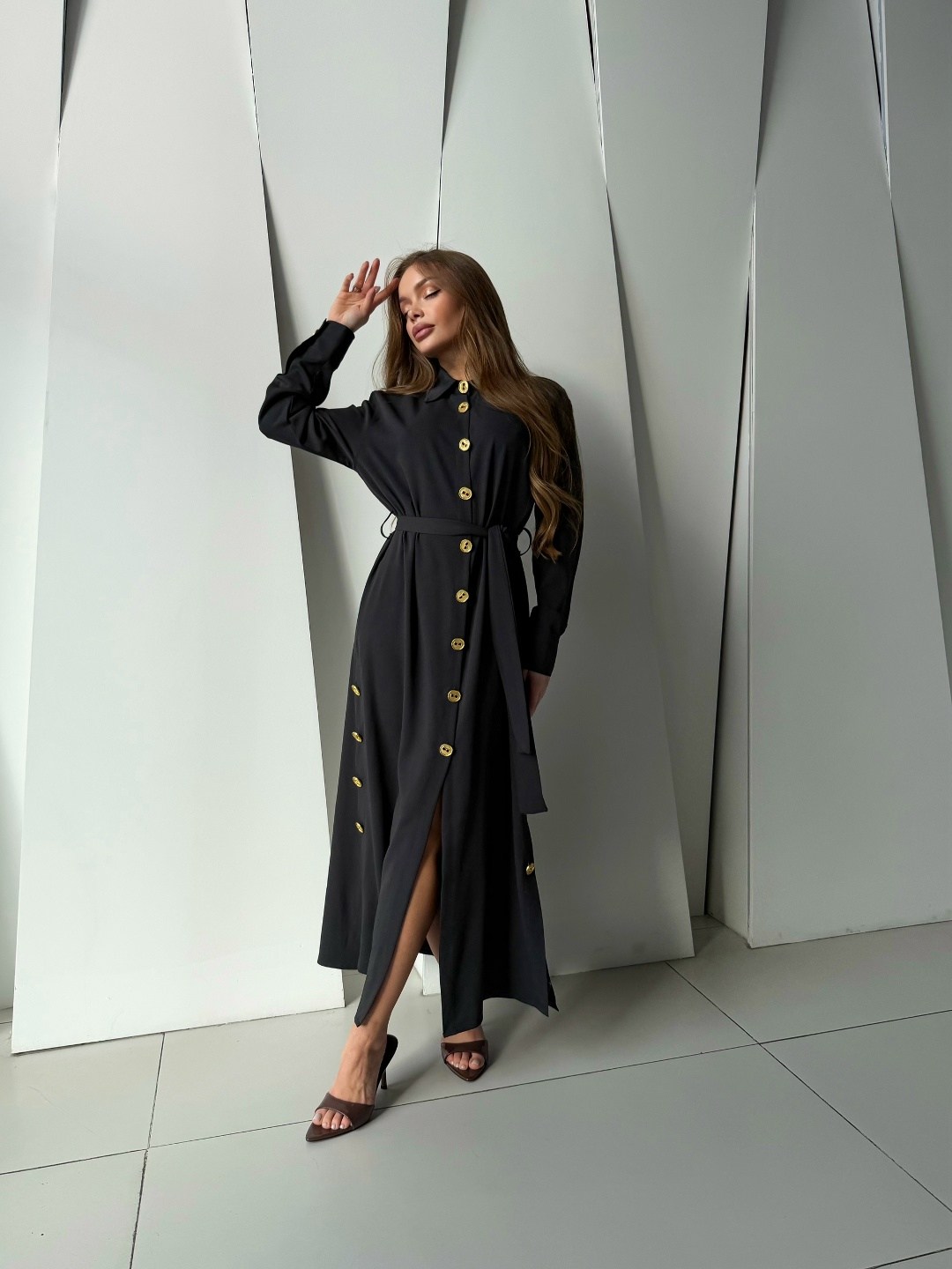 повседневные платья,платье,платье женская,платье стильное,платье kaloris 2045w-р черный