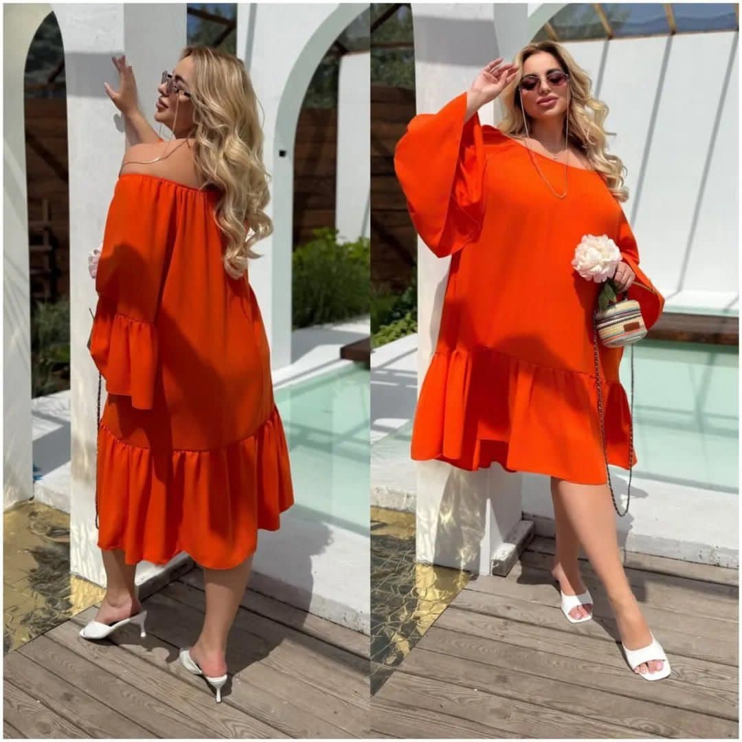 женское платье больших размеров,платье оранжевое,платье большие размеры,платье,модное платье