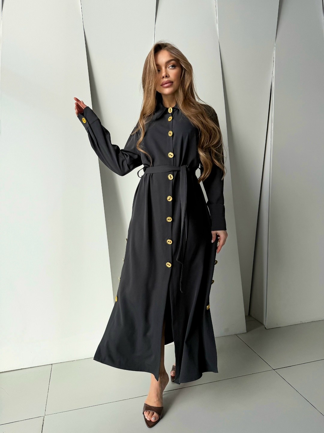 повседневные платья,платье,платье женская,платье стильное,платье kaloris 2045w-р черный