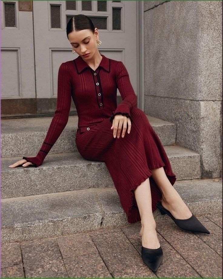 платье женское бордовое,приталенное трикотажное платье макси в рубчик,модное платье,трикотажное платье,платье бордовое