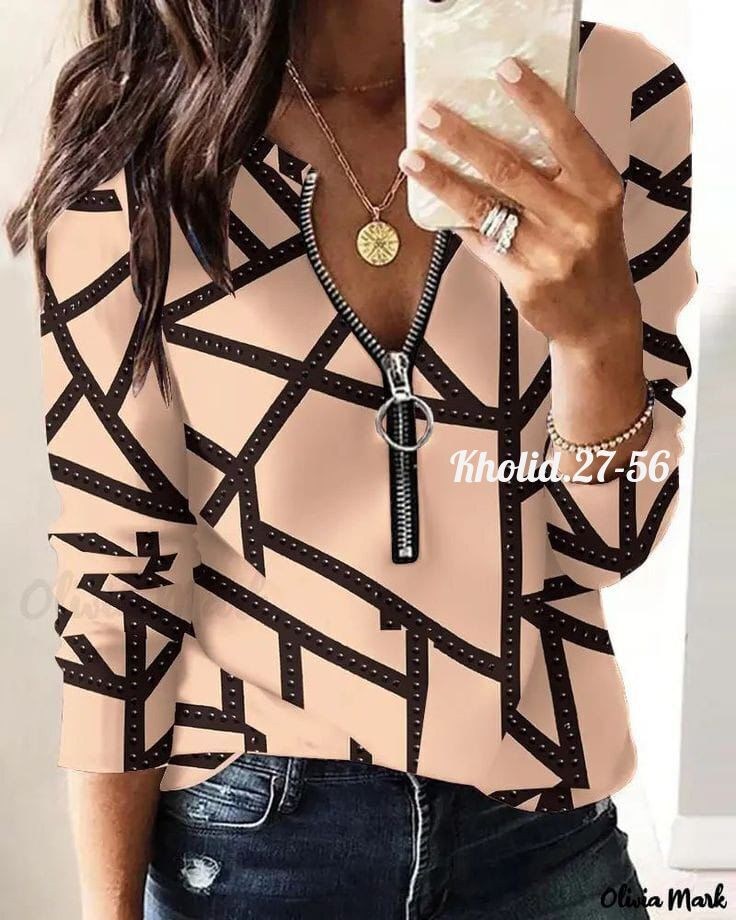 женская блузка на молнии с длинным рукавом и цифровым принтом,кофта женская,женская блузка модная повседневная рубашка на молнии с длинным рукавом и цифровым принтом,блузка женская,рубашка блузка женс