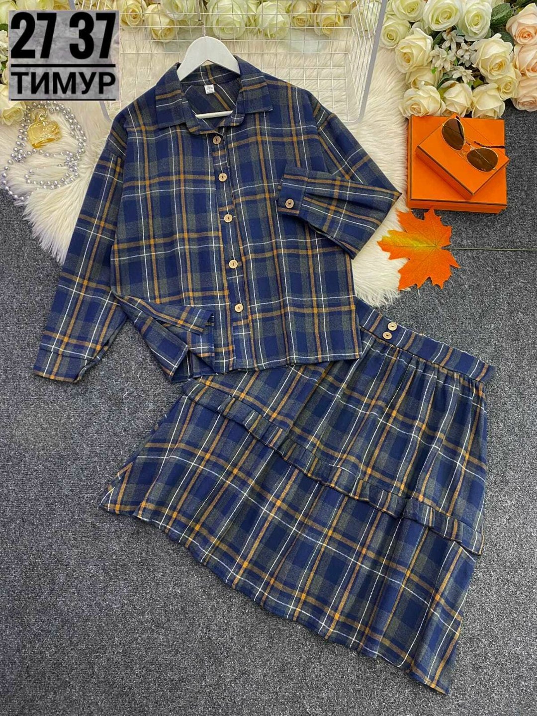 костюм в клетку с рубашкой и юбкой,женское платье в клетку,платье в клетку,платье в клетку большие размеры,костюм с юбкой и рубашкой