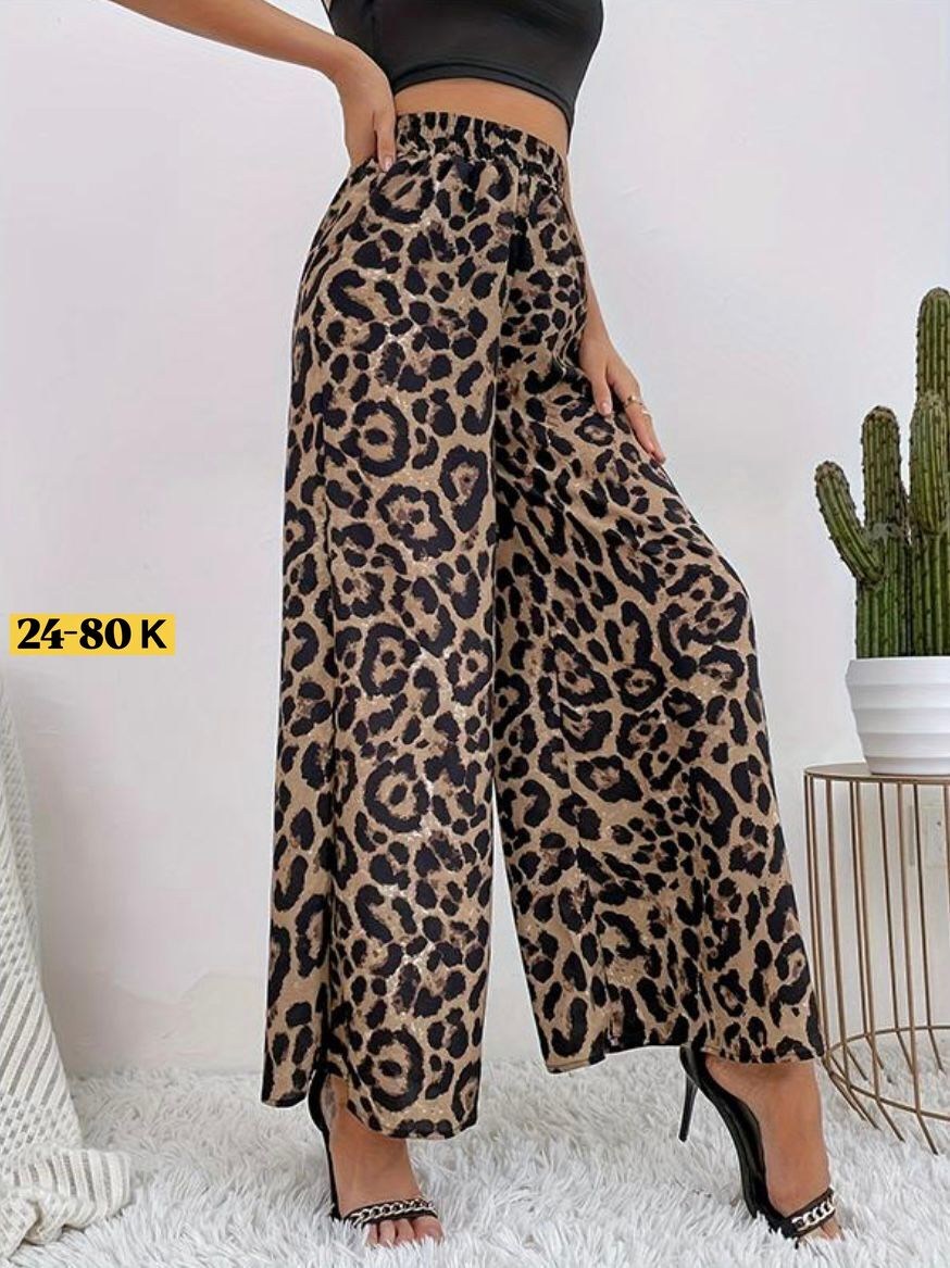 брюки с широкими штанинами с леопардовым принтом,женские широкие брюки клеш леопардовые,брюки с широкими штанинами с леопардовым принтом shein,shein vcay брюки с широкими штанинами с леопардовым принт