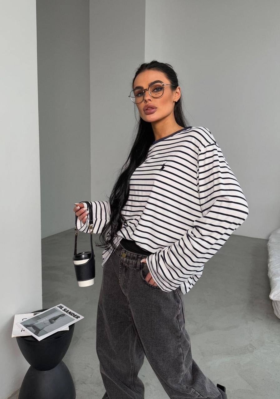 лонгслив оверсайз хлопок базовый джемпер тельняшка в полоску la stella,кофта в полоску,свитшот женская,кофты оверсайз,тельняшка лонгслив