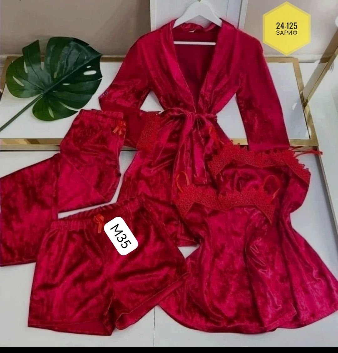пижама женская 5 в 1,пижама велюр,комплект пижама,пижама из бархата,пижама велюровая со штанами комплект 5 в 1