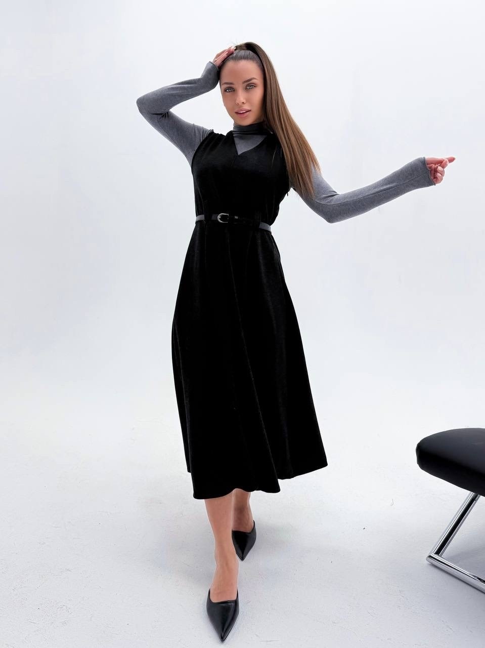 сарафан,сарафан женский,модный сарафан,черный сарафан,бархатный сарафан