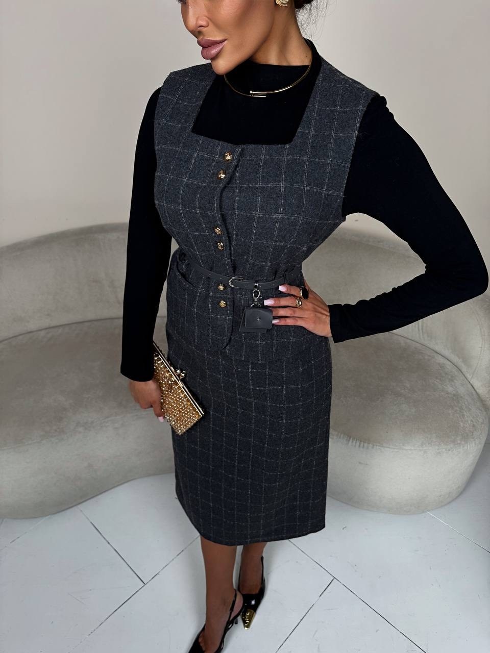 теплые платья,сарафан,платье сарафан,сарафан в клетку,коричневый сарафан