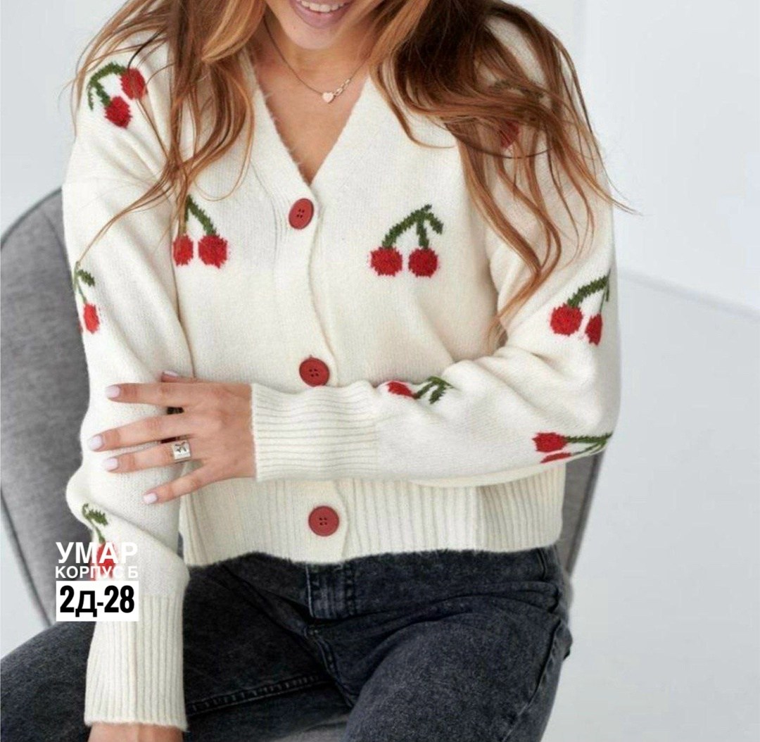 женская кофта,кардиган с вишенками,кардиган женский,кофта кардиган,кардиган с вишнями