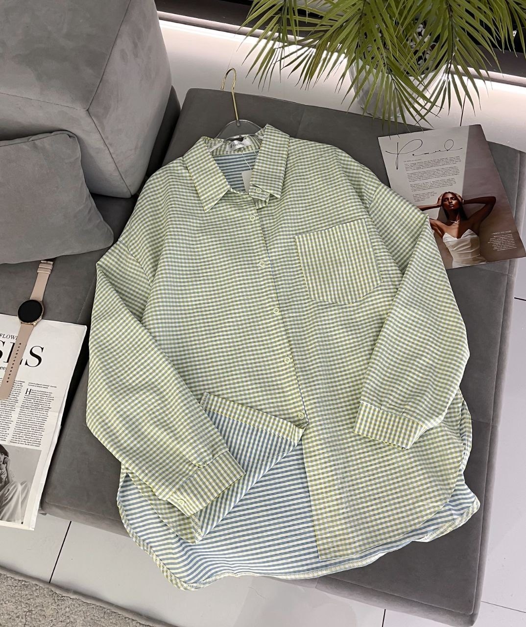 рубашка оверсайз летняя в клетку betrendy wear,рубашка женская,женская рубашка оверсайз клетка,рубашка женская оверсайз,оверсайз рубашка