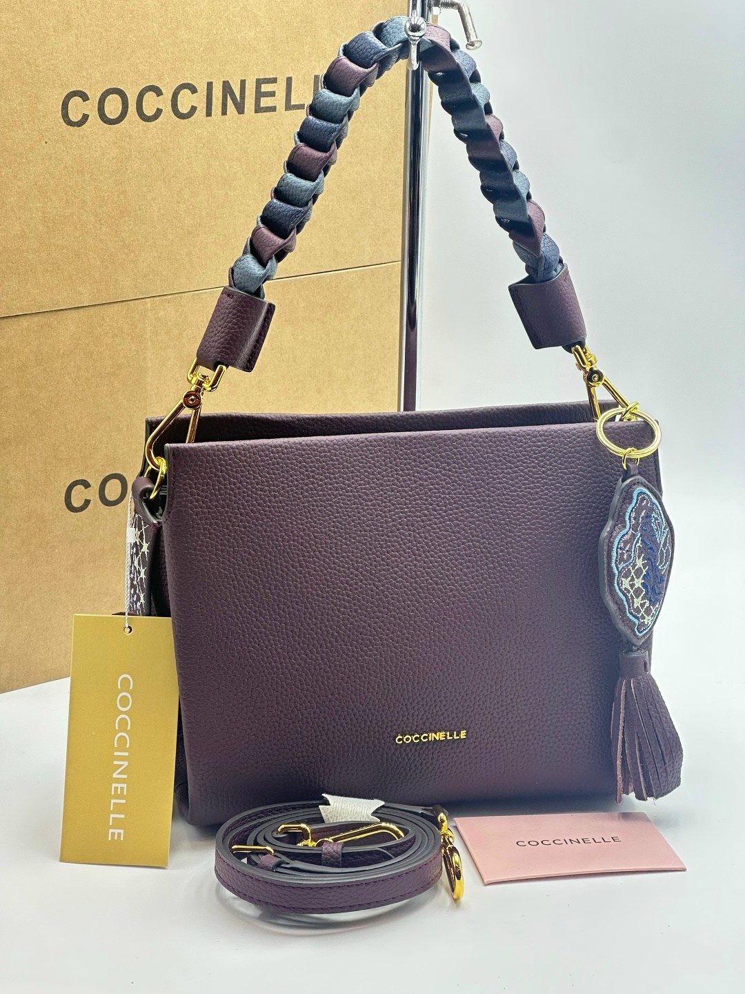 сумка coccinelle,сумка женская coccinelle,coccinelle сумка boheme,boheme grana двойная сумка через плечо из зерненой кожи coccinelle черный,сумка сэтчел кожаная boheme grana double coccinelle