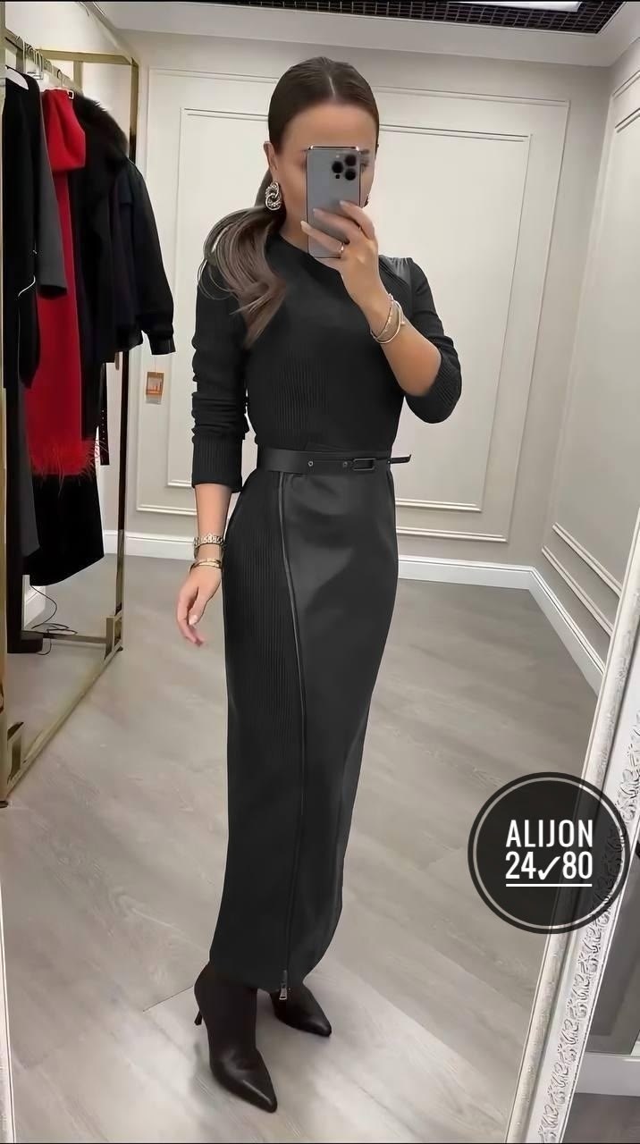 платье женское,длинная кожаная юбка,платье лапша женское,платье стильное,юбка из экокожи