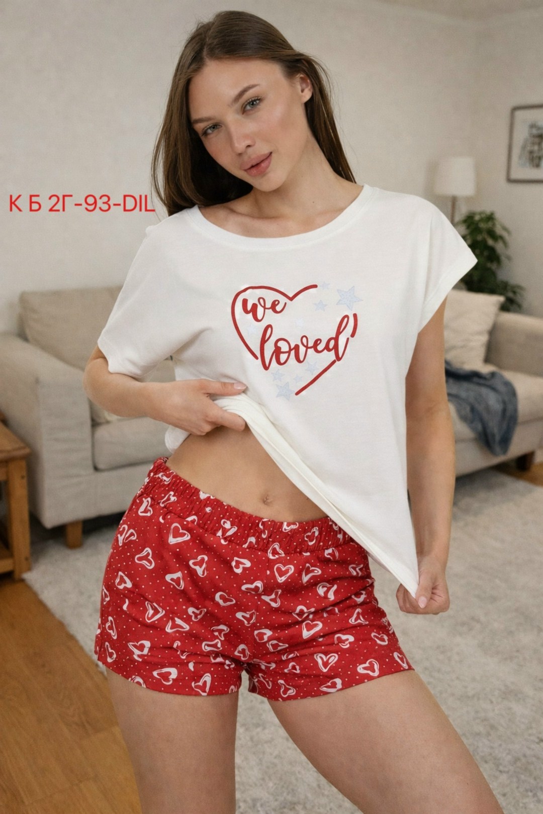 пижама женская,пижама женская с шортам,пижама женская с шортами с сердечками,пижама женская (футболка и шорты) kaftan "love" р.44-46,пижама женская (футболка и шорты) kaftan "love" р.40-42