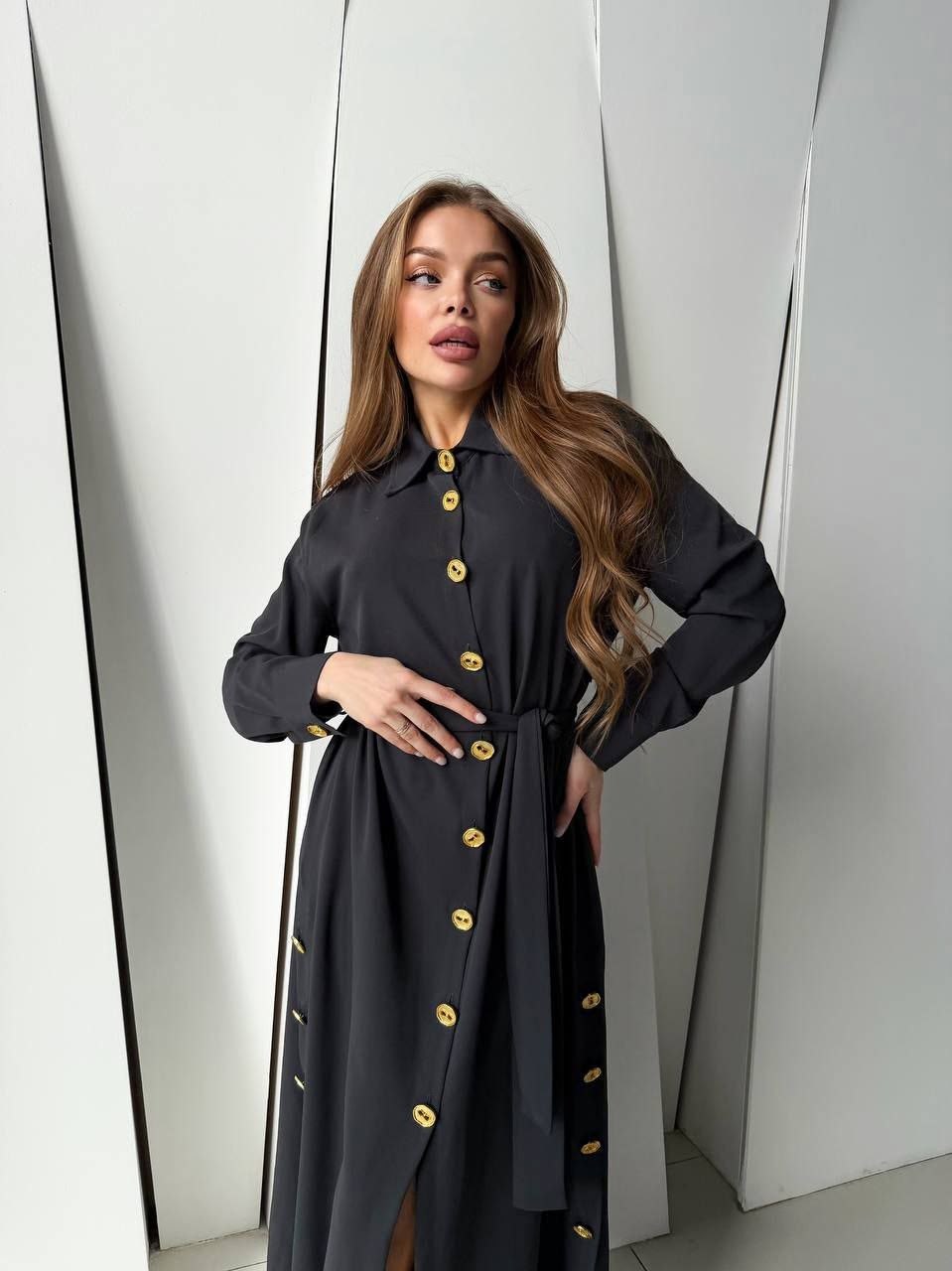 платье kaloris 2045w-р черный,платье kaloris 2045 черное,повседневные платья,платье kaloris 2045 черный размер 46,платье женская