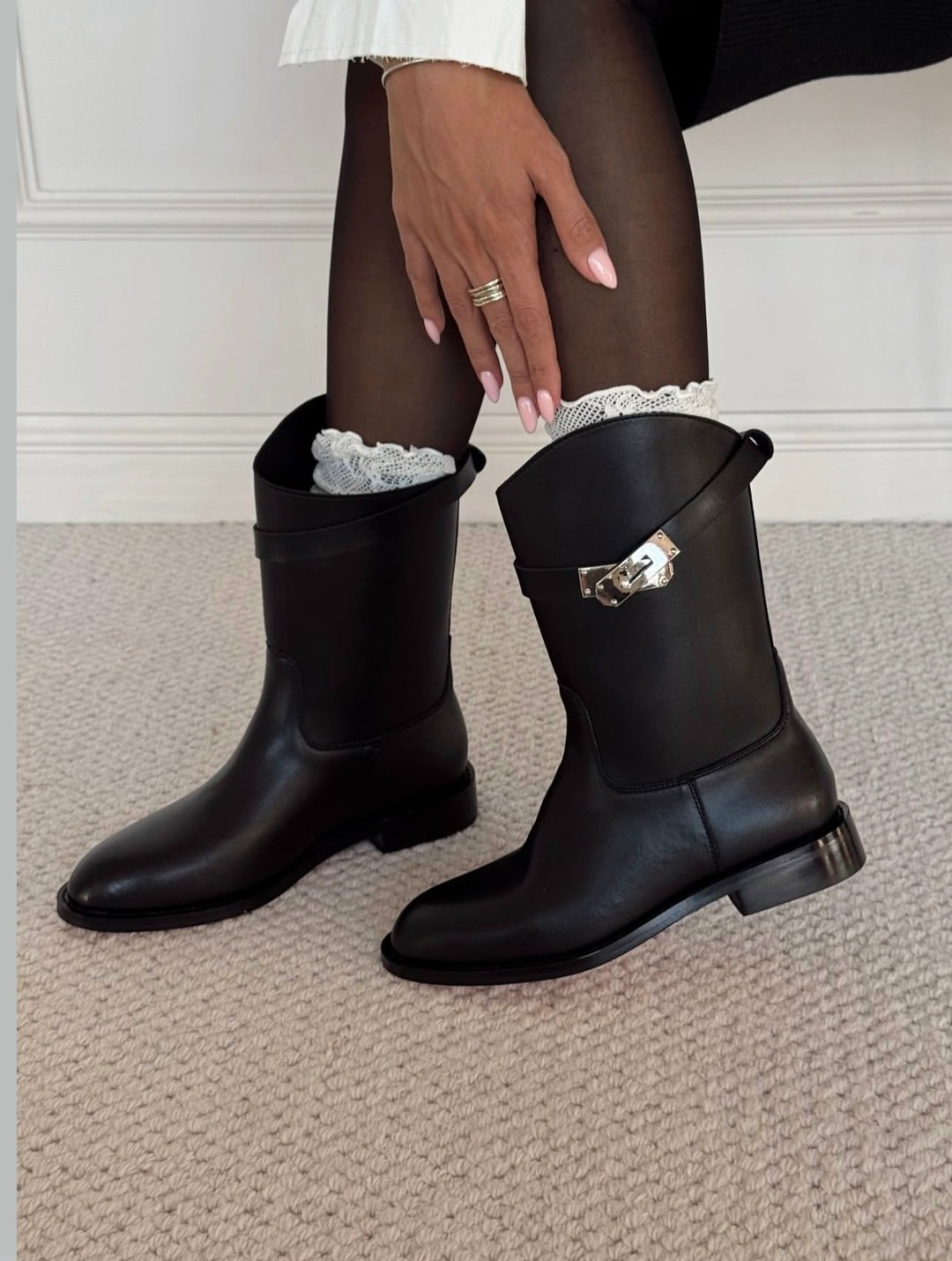 ,сапоги hermes женские кожаные чёрного цвета,сапоги,сапоги hermes жокейские,сапоги hermes