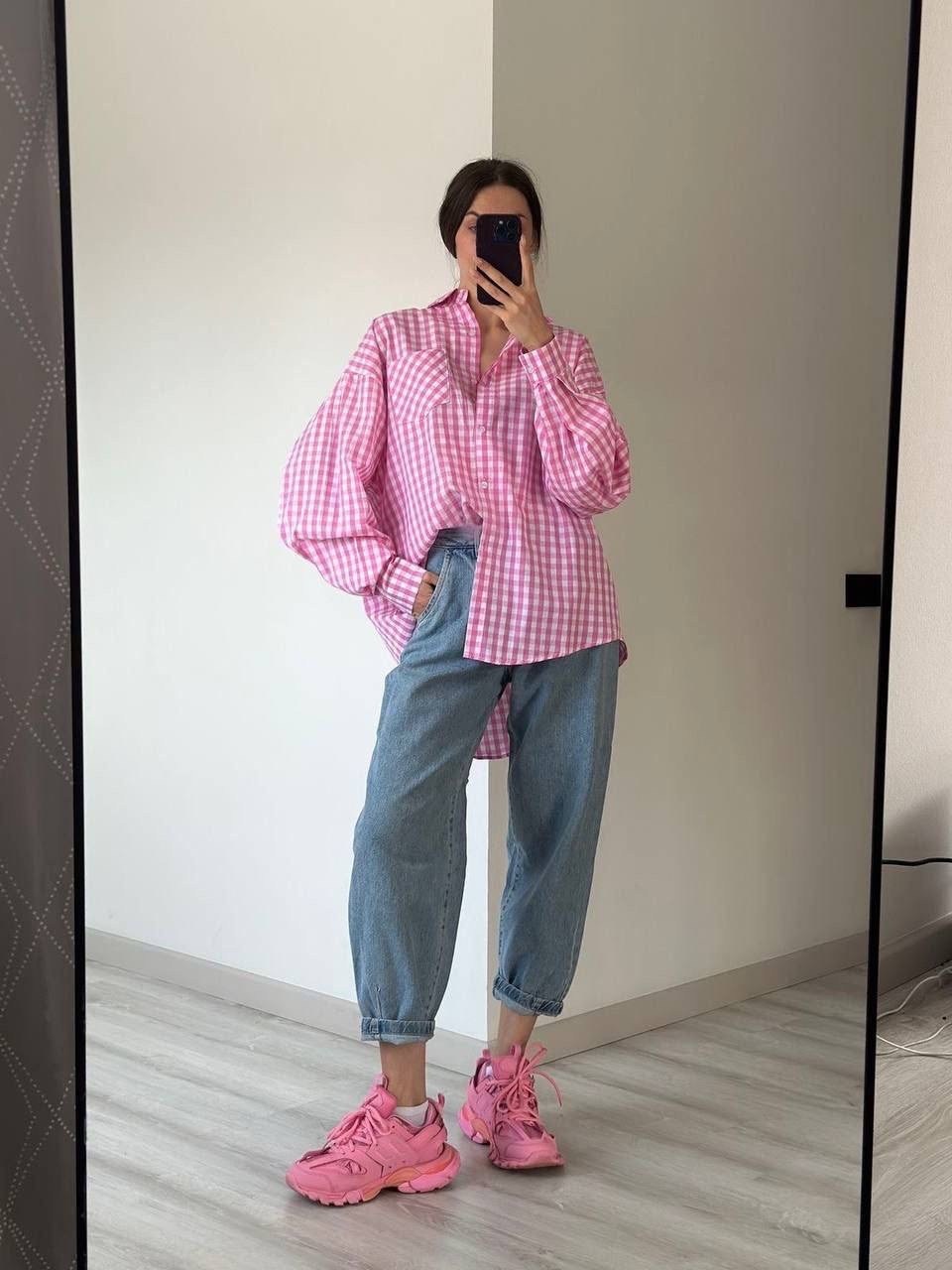 рубашка оверсайз в клетку,рубашка модная,женская рубашка,стильная рубашка,оверсайз рубашка