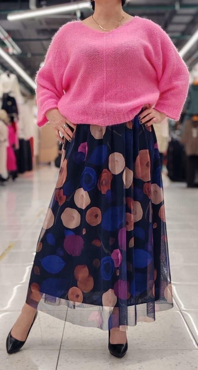 шифоновая юбка,юбка,юбка с принтом,юбка сетка с цветами,юбка средней длины