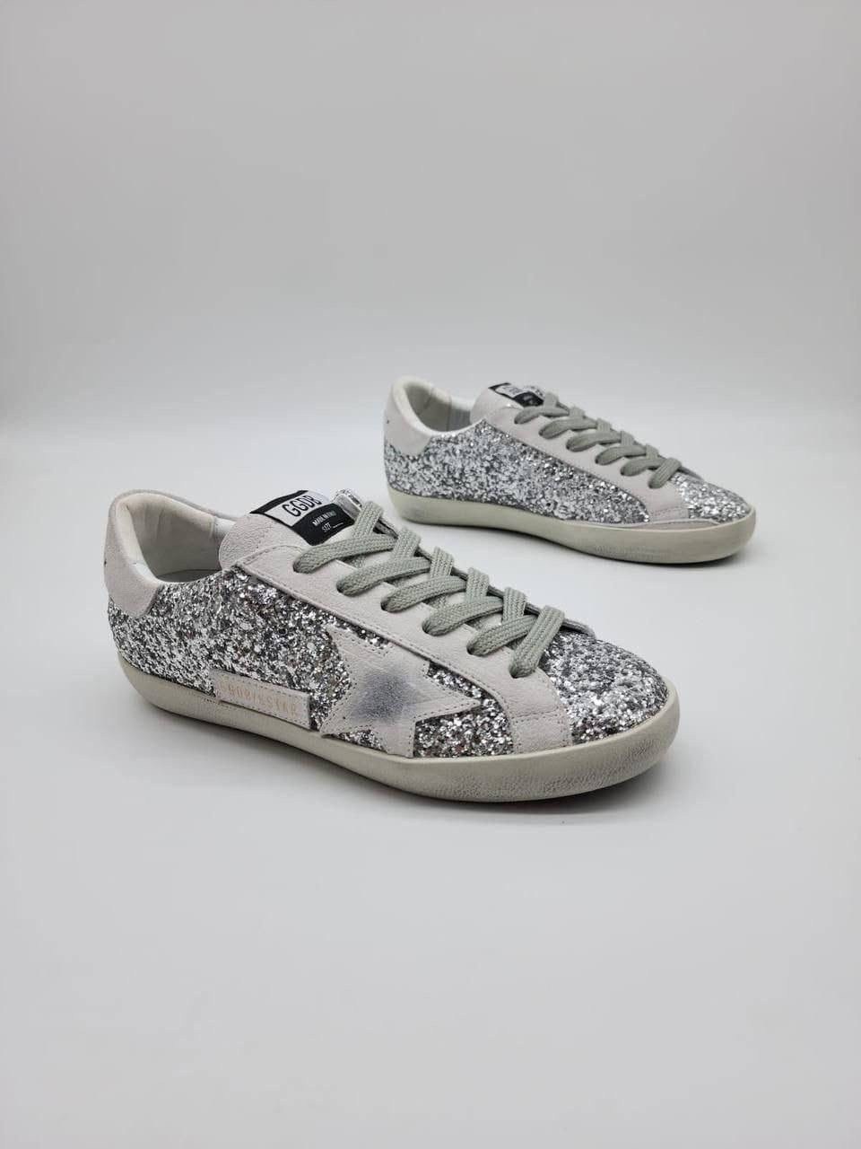 golden goose кеды super-star с блестками серебристый,кроссовки golden goose,кеды golden goose женские,golden goose silver glitter superstar sneakers,женские кеды golden goose superstar glitter с блеск
