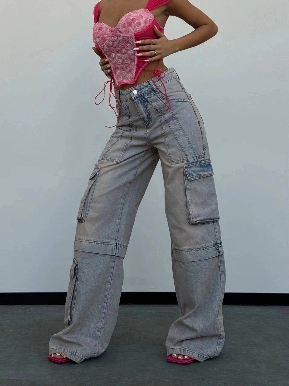 женские джинсы и брюки,джинсы карго,джинсы карго женские широкие,модные джинсы,джинсы с карманами
