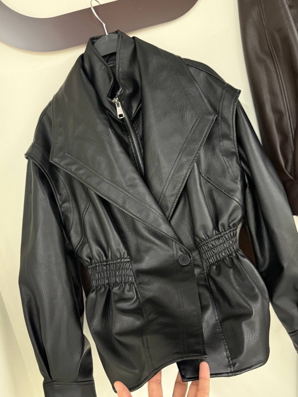 кожаная куртка,косуха куртка кожаная с поясом chauzi,женская кожаная куртка,косуха куртка кожаная оверсайз демисезонная удлиненная mayberry,куртка из экокожи