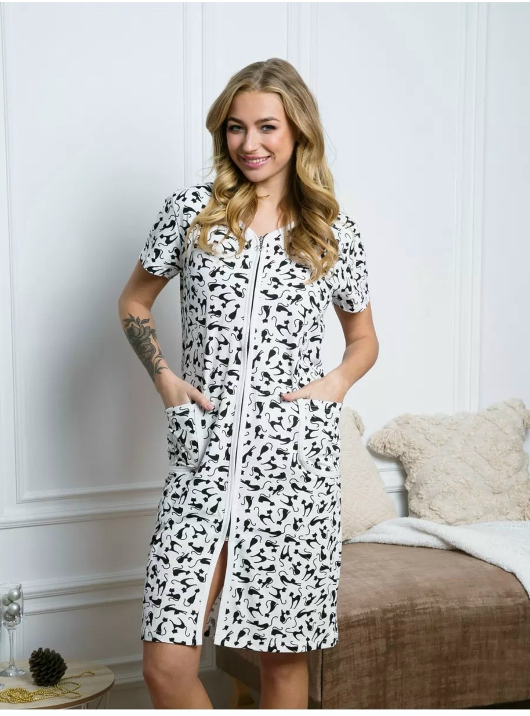 халат домашний женские,халат женский для дома,халат домашний на молнии ohana market,халат женский,халат домашний на молнии