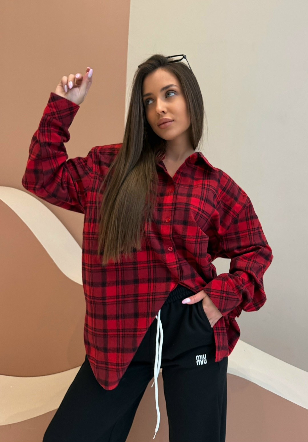 женская рубашка в клетку,рубашка женская в клетку оверсайз,женская рубашка в красную клетку,женская рубашка,рубашка оверсайз в клетку balenciaga cool casual wear