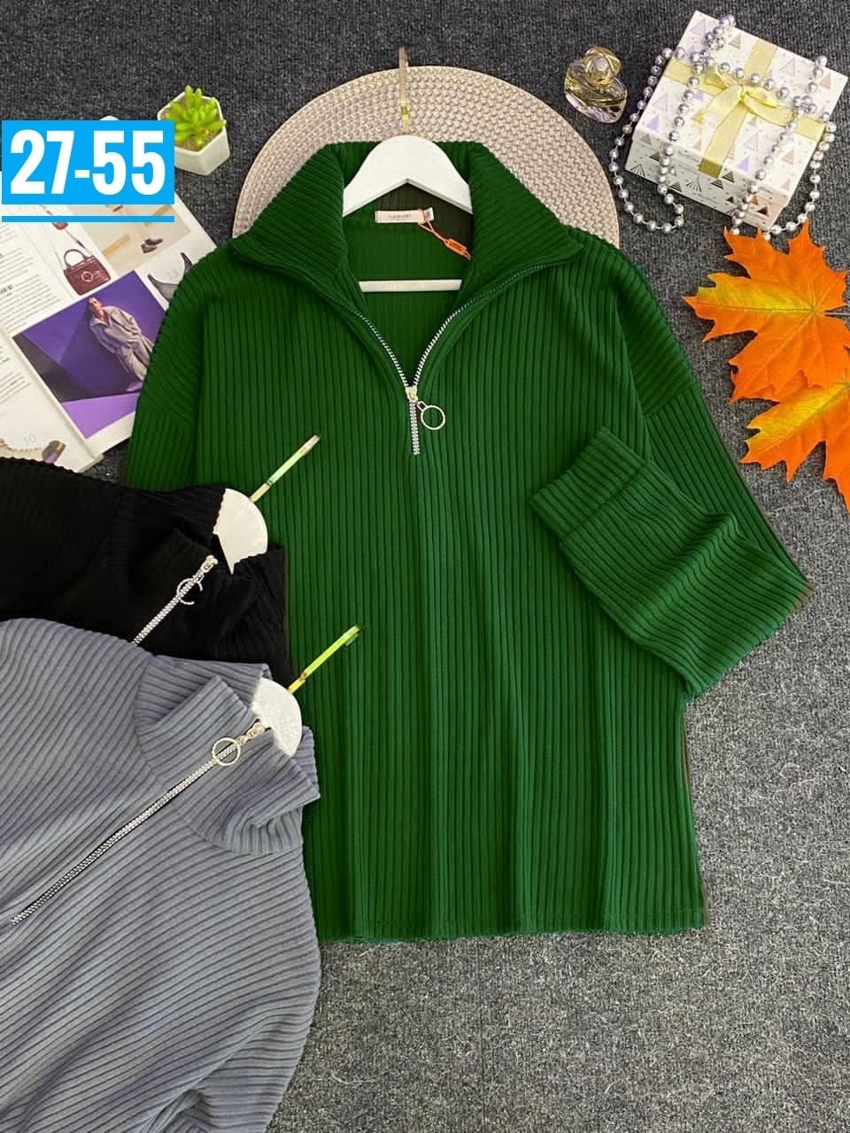 кофта женская,джемпер женский 3503 "лапша+молния"темно-зеленый,стильная кофта,кофта,джемпер женский 3503 "лапша+молния"темно-зеленый водолазки