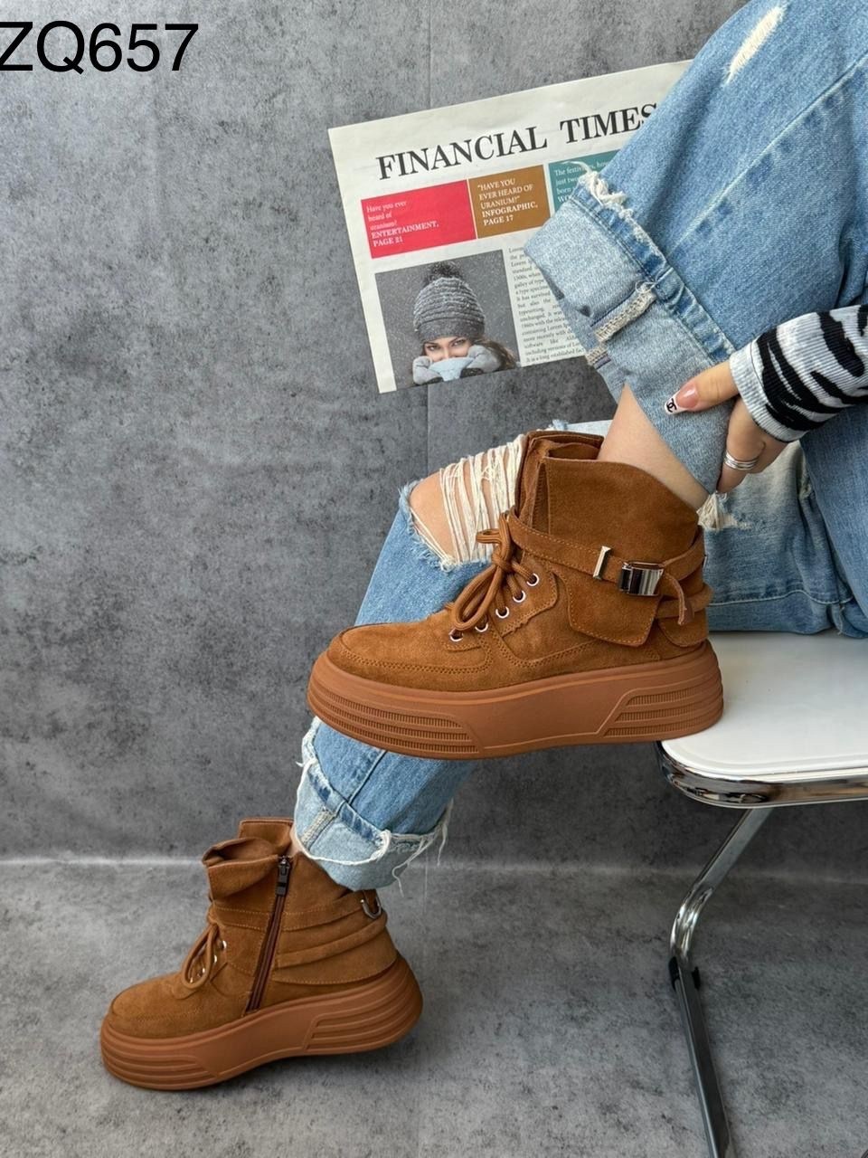 , зимняя, женская,ботинки зимние замшевые на платформе спортивные bati цвет коричневый,женская зимняя