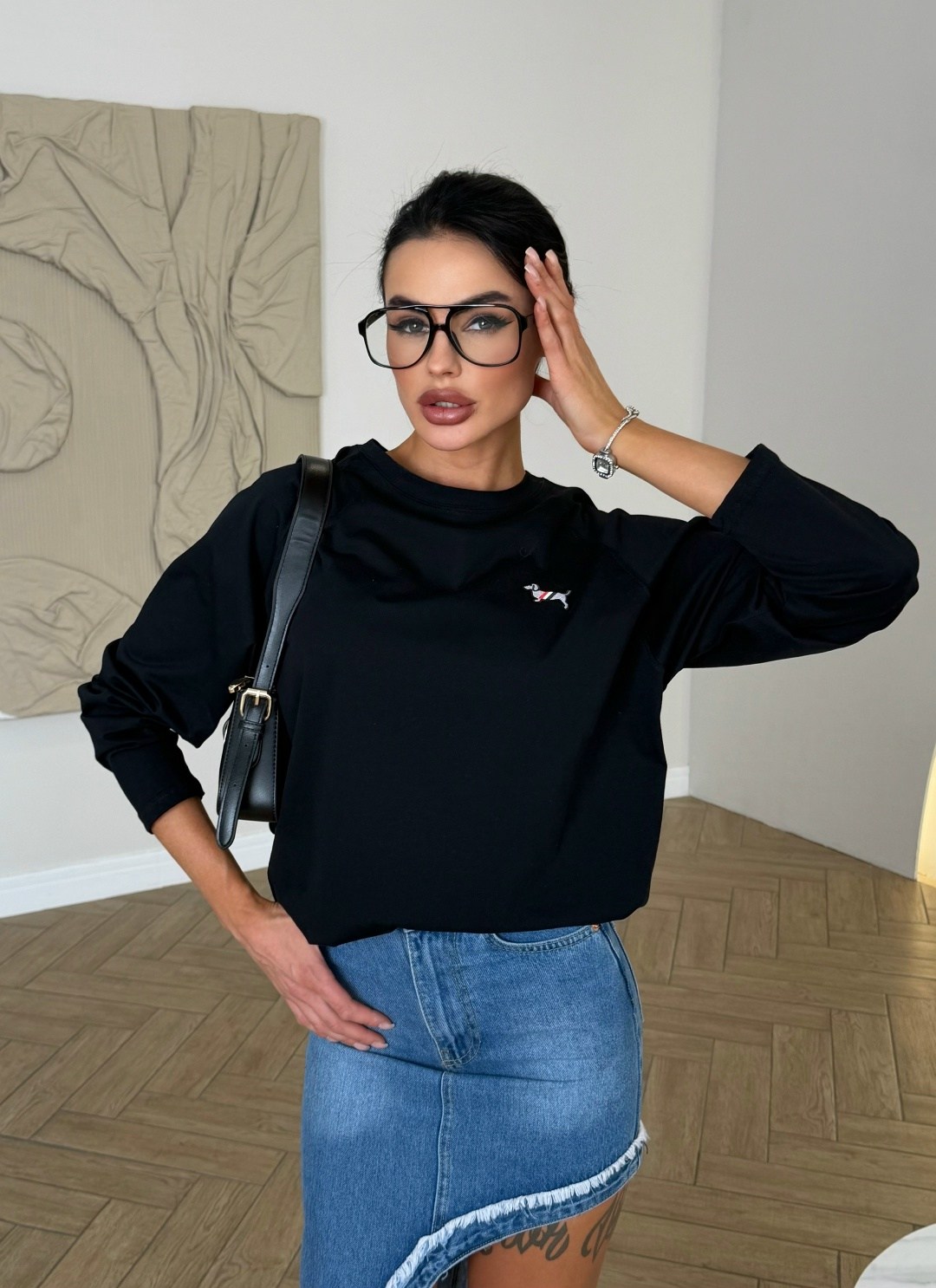 свитшот женская,джинсовая юбка,женская кофта,мода стиль