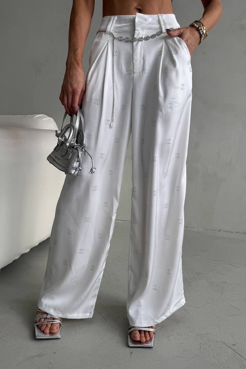 брюки женские белые,брюки белые,брюки со стразами,брюки прямые,широкие брюки