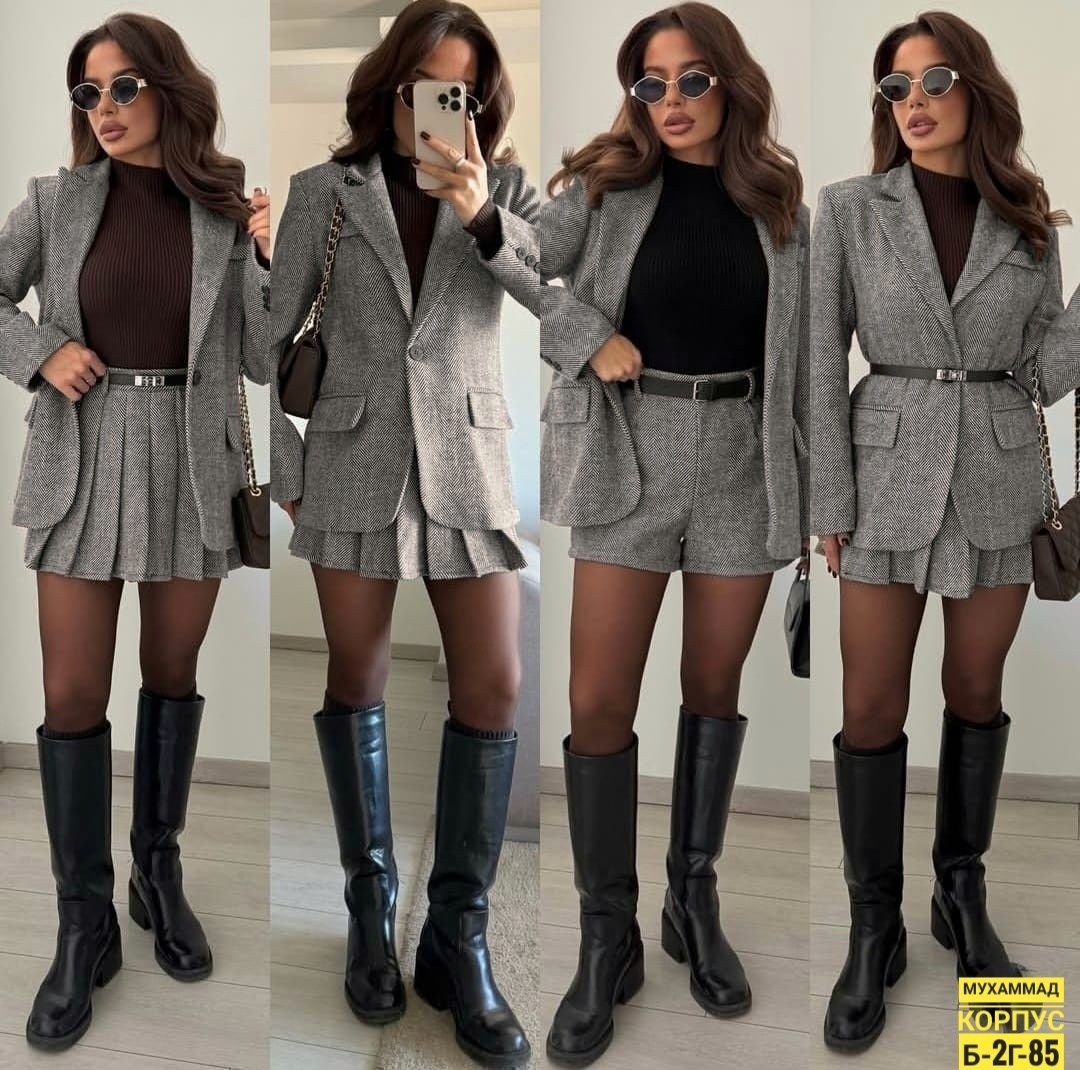 костюм женский с шортами,твидовый костюм с шортами,твидовый костюм,твидовый костюм женский с шортами,костюм с юбкой
