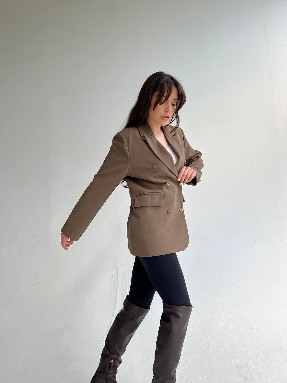 жакет двубортный "шоколад",двубортный жакет,полупальто пиджак,пиджак и жакет,женский пиджак