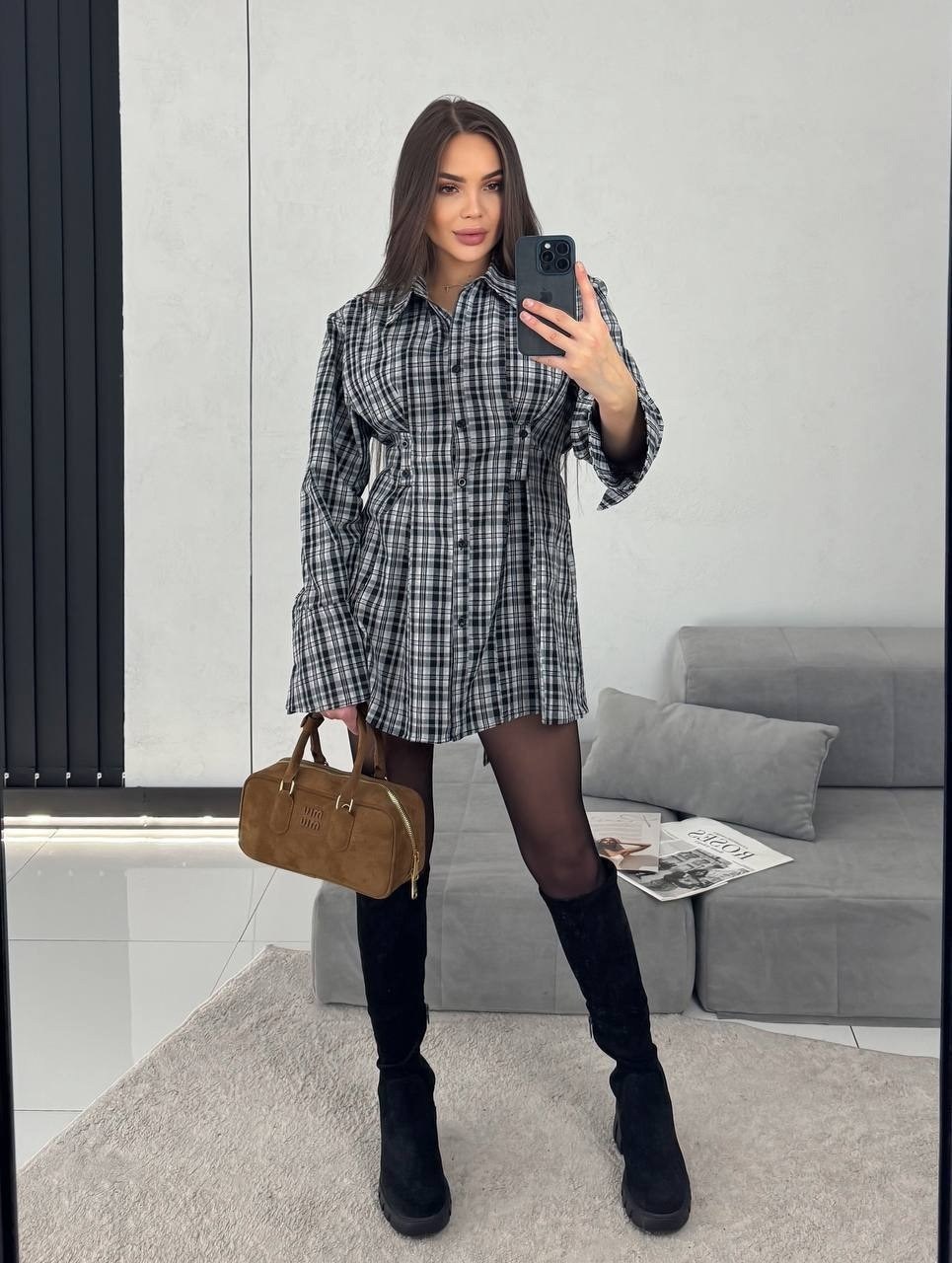 рубашка женская в клетку,рубашка в клетку оверсайз со стразами perferita,рубашка ткань клетка,женская рубашка,платье рубашка в клетку