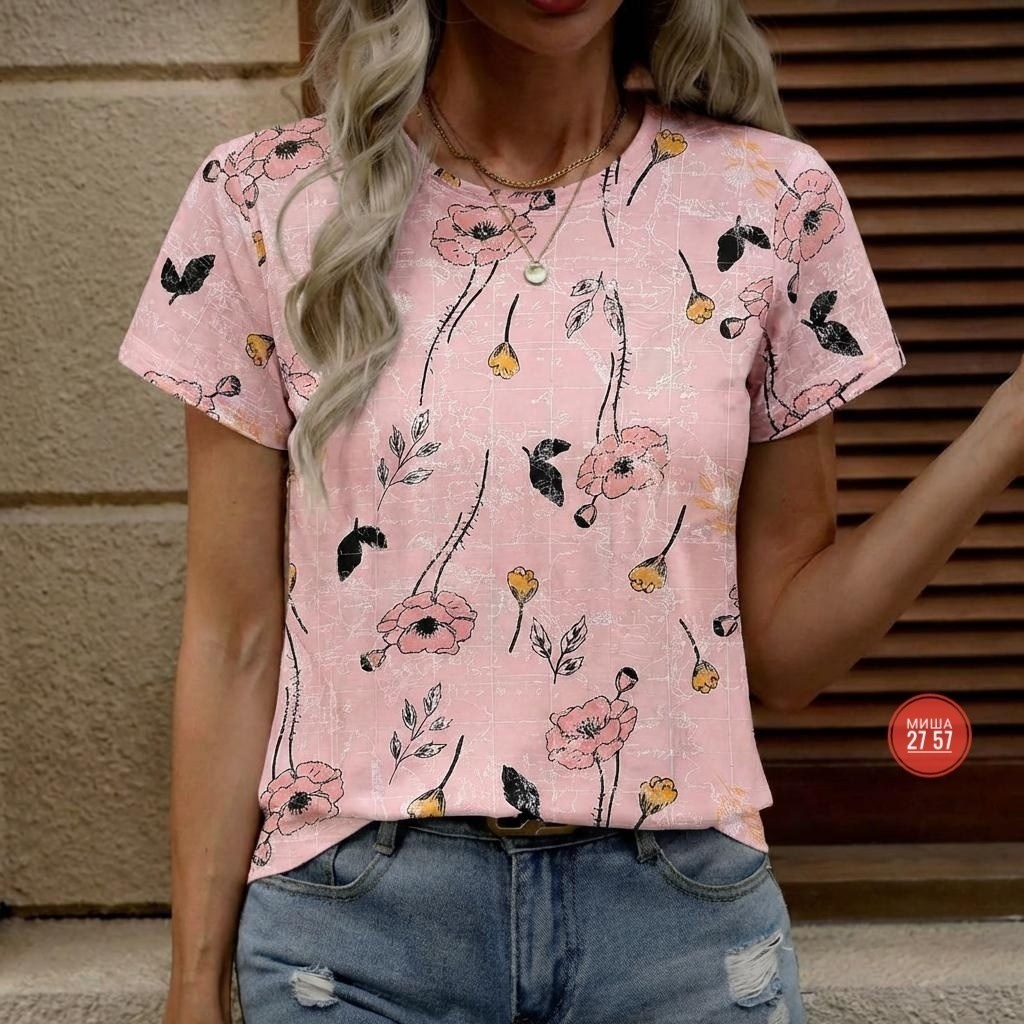 футболки женская,женская футболка с цветочным принтом,женская летняя футболка,футболки для женщин,женская футболка с коротким рукавом с цветочным принтом