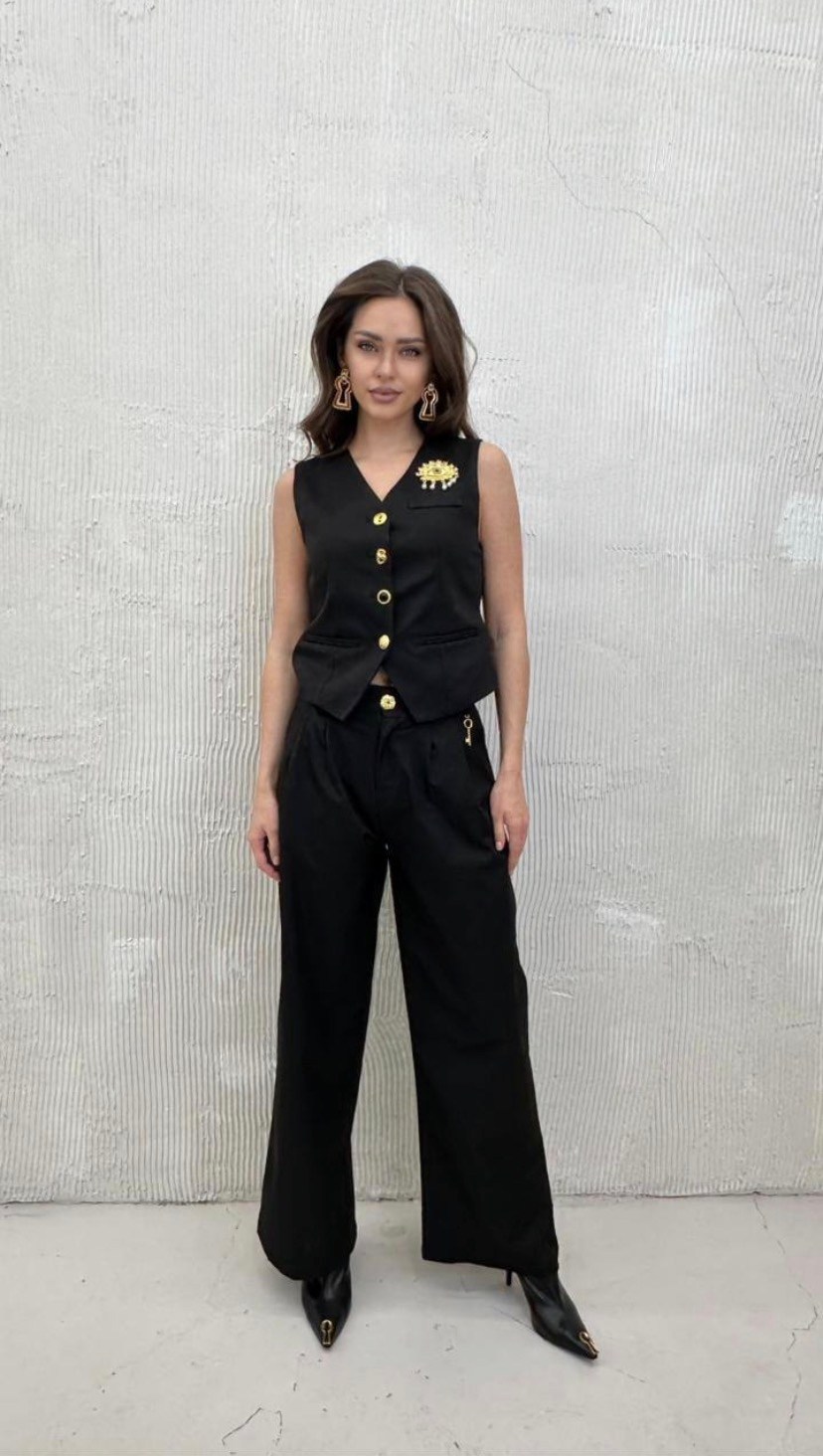 брючный костюм,брюки палаццо и жилет костюм,костюм из льна женский брюки и жилет,брючный костюм женский с жилеткой брюки палаццо,брюки и жилетка женская