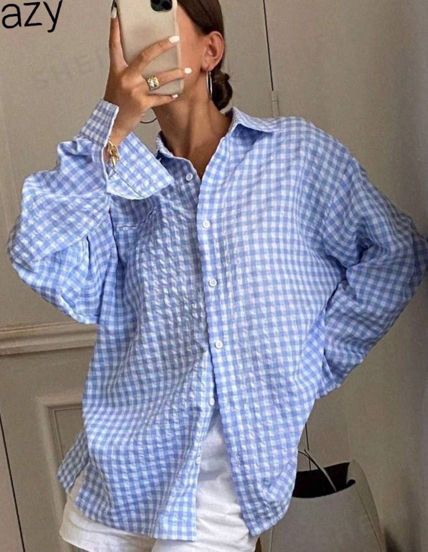 рубашка оверсайз в клетку,рубашка модная,женская рубашка,стильная рубашка,оверсайз рубашка