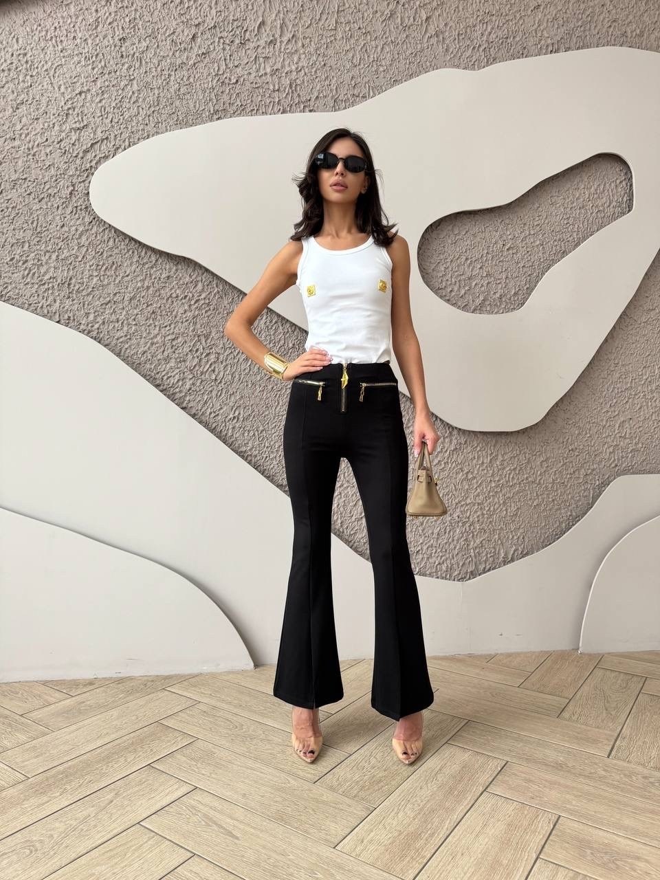 ispanyol paça pantolon,брюки женские с,брюки с высокой талией,брюки клеш,черные брюки