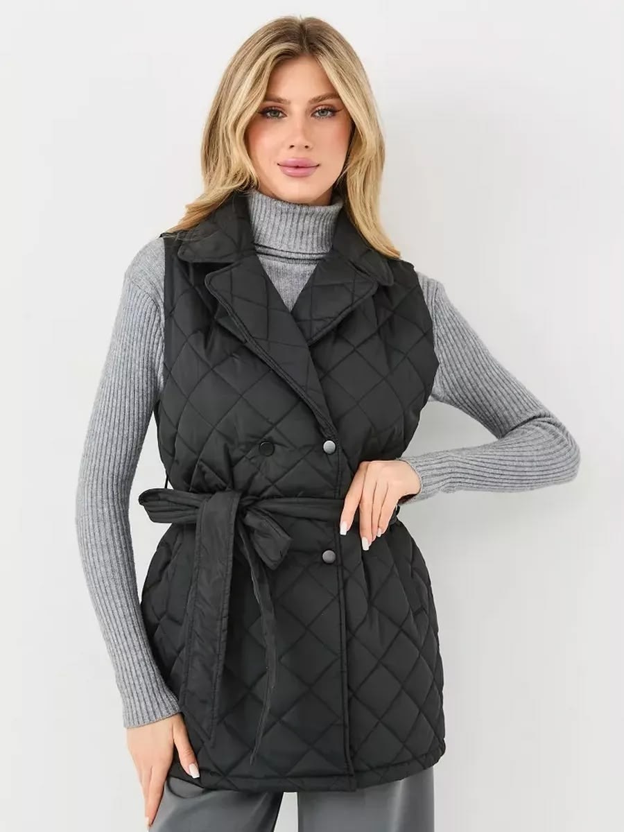 демисезонный жилет,жилетки женские,жилет женский,стеганый жилет юникло,жилетка с поясом