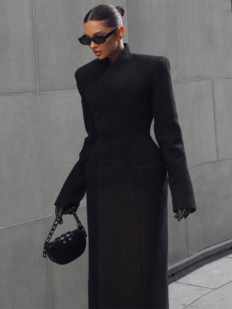 модное шерстяное пальто,черное длинное пальто,длинное пальто,черное пальто,модное пальто