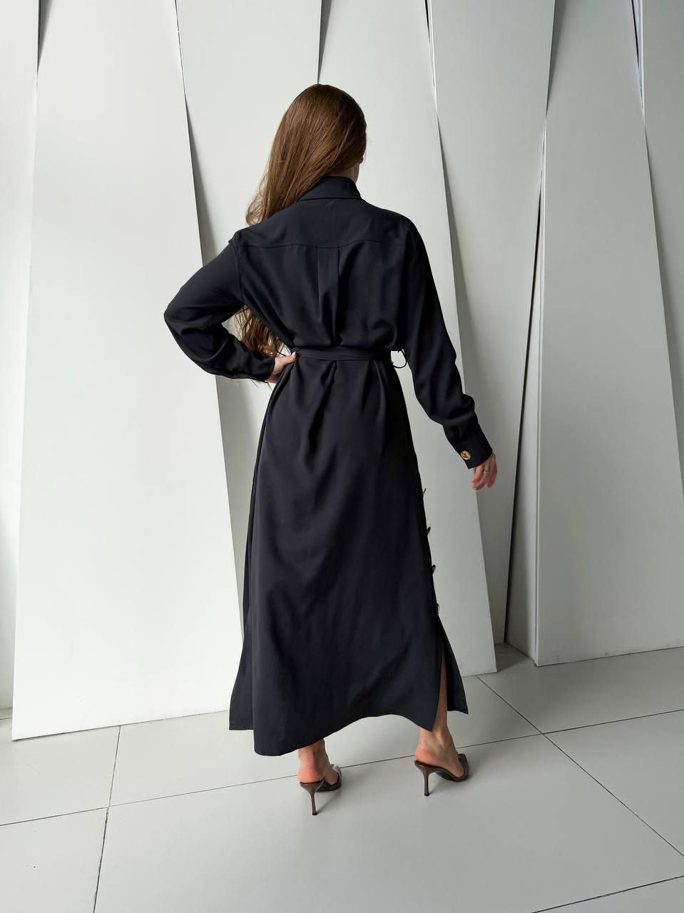 платье kaloris 2045w-р черный,платье kaloris 2045 черное,повседневные платья,платье kaloris 2045 черный размер 46,платье женская