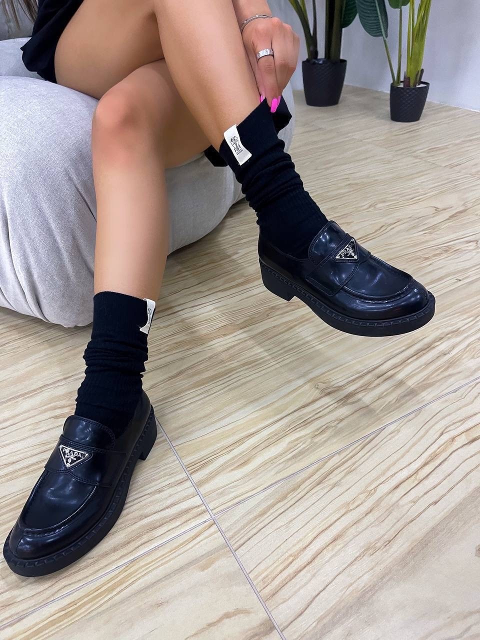 гольфы прада,,женская ,лоферы модные, прада