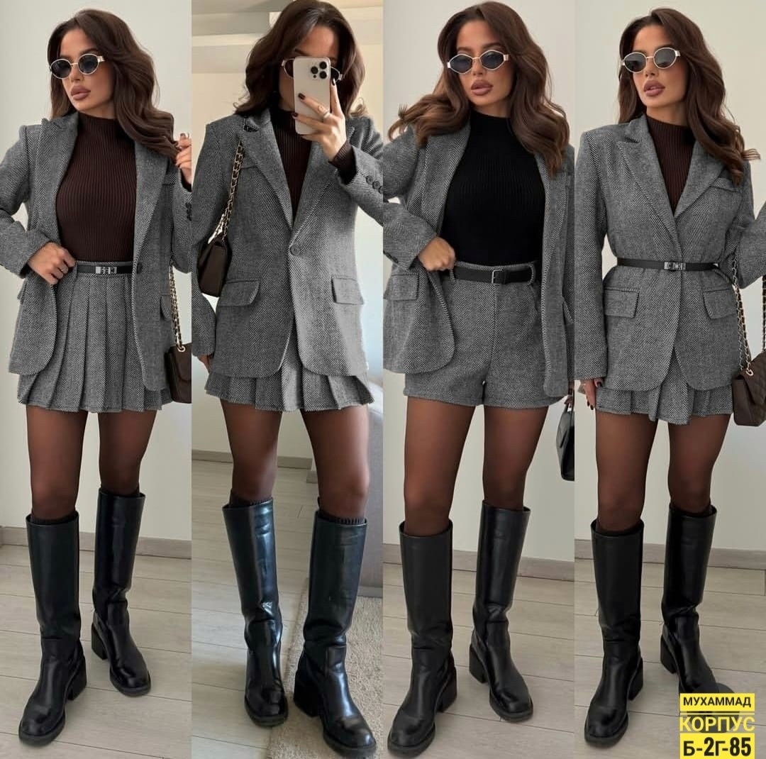 костюм женский с шортами,твидовый костюм с шортами,твидовый костюм,твидовый костюм женский с шортами,костюм с юбкой