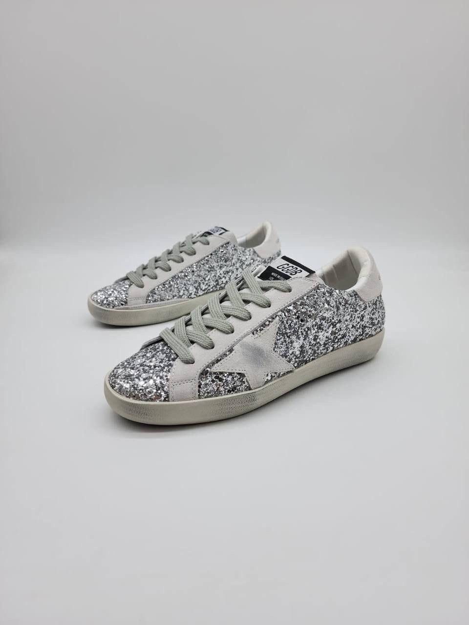 golden goose кеды super-star с блестками серебристый,кроссовки golden goose,кеды golden goose женские,golden goose silver glitter superstar sneakers,женские кеды golden goose superstar glitter с блеск