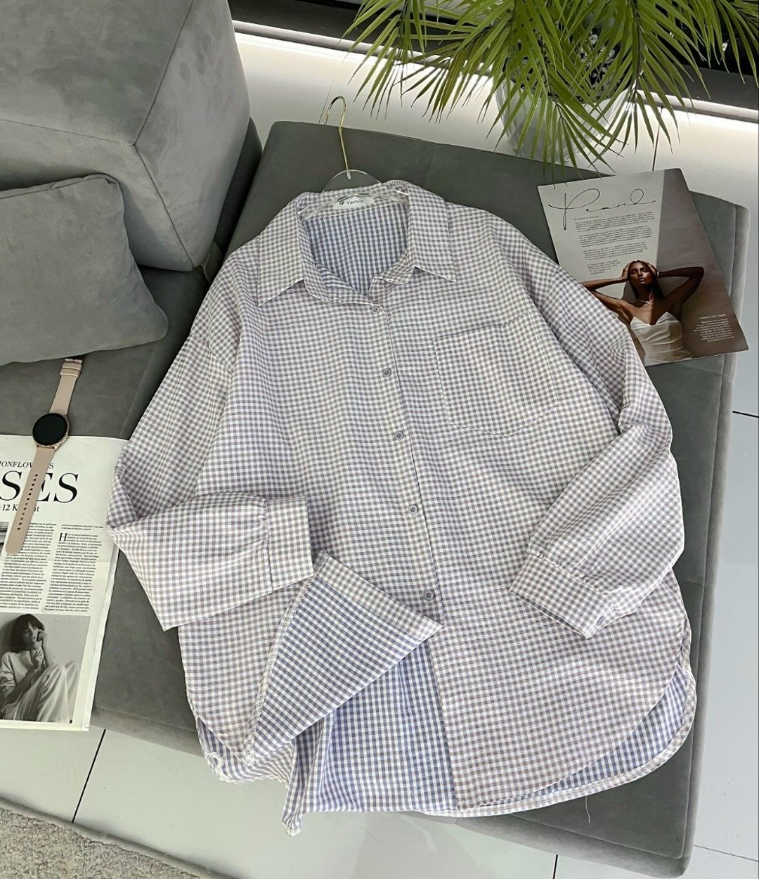 рубашка оверсайз летняя в клетку betrendy wear,рубашка женская,женская рубашка оверсайз клетка,рубашка женская оверсайз,оверсайз рубашка
